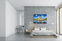 Graphic Art Print on Glass - Beautiful Quality Glass Print Picture SART01C Nature Series: Castle and reflection in Loire Valley