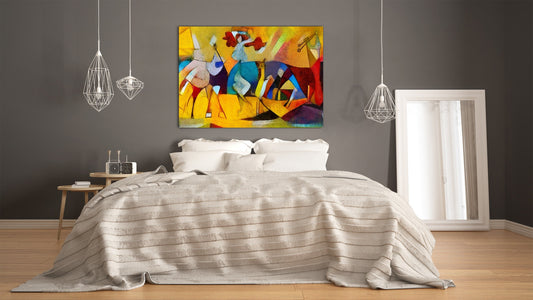 Glass Print Wall Art – Image on Glass  SART05 Miscellanous Series: Modern oil painting on canvas: Kandinsky style