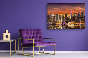 Glass Picture Toughened Wall Art  - Wall Art Glass Print Picture SART02 Cities Series: New York City panorama at sunrise