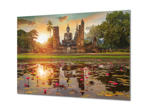 Modern Glass Picture - Contemporary Wall Art SART01 Nature Series: Wat Mahathat Temple in Thailand