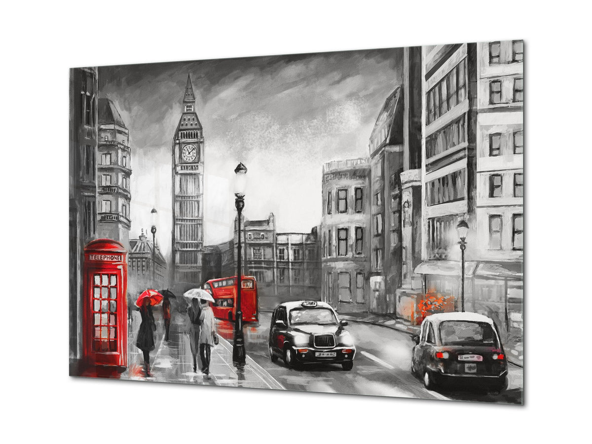 Glass Picture Toughened Wall Art  - Wall Art Glass Print Picture SART02 Cities Series: Street view of London