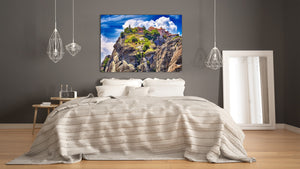 Modern Glass Picture - Contemporary Wall Art SART01 Nature Series: Monastery on a hill