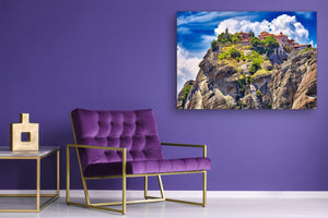 Modern Glass Picture - Contemporary Wall Art SART01 Nature Series: Monastery on a hill