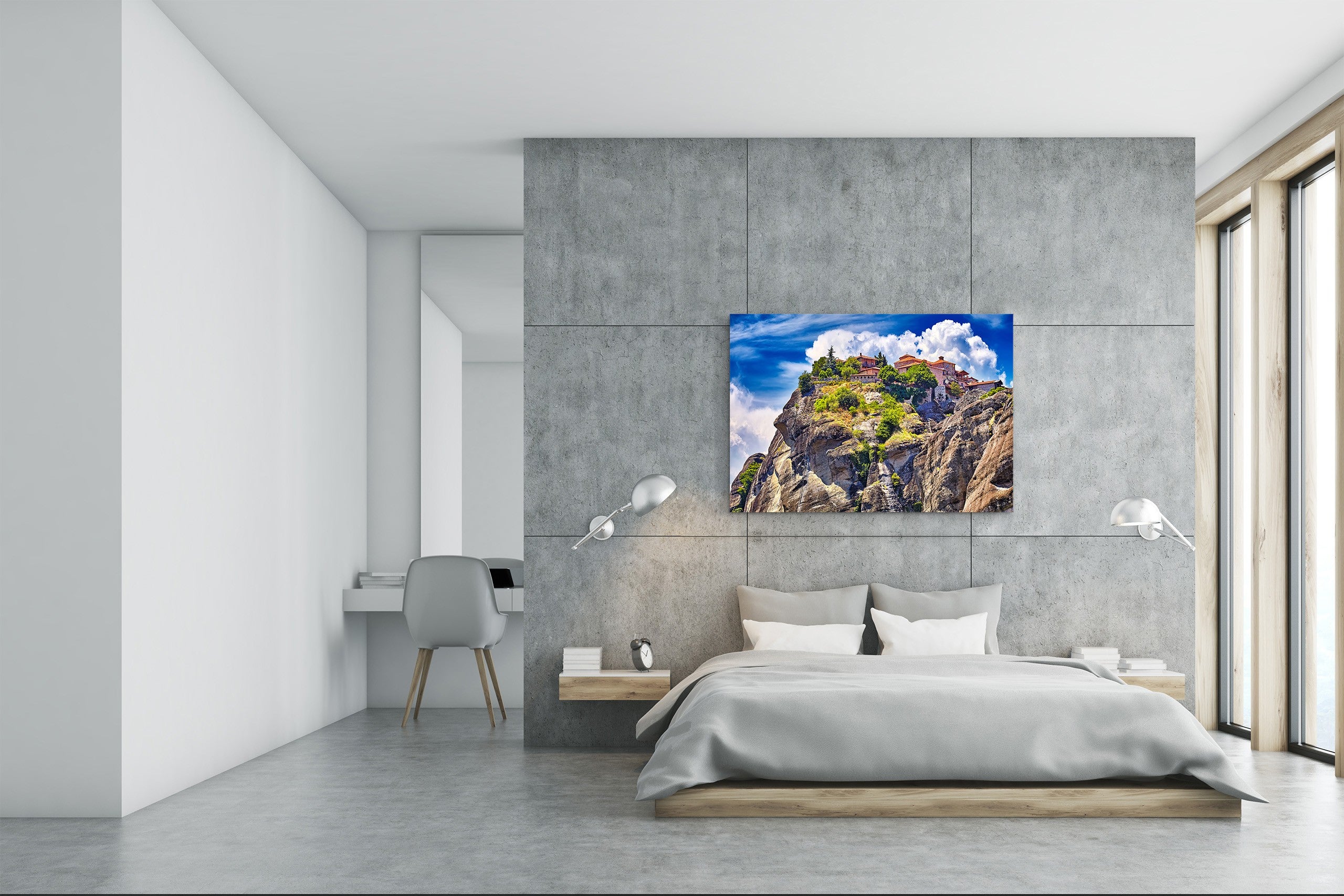 Modern Glass Picture - Contemporary Wall Art SART01 Nature Series: Monastery on a hill