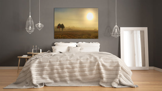Glass Printed Picture - Wall Picture behind Tempered Glass SART01D Nature Series: Early summer dawn with fog