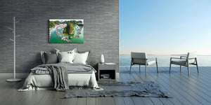 Glass Picture Toughened Wall Art  - Wall Art Glass Print Picture SART02 Cities Series: Fishing village in  Lan Ha Bay, Vietnam