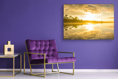 Glass Printed Picture - Wall Picture behind Tempered Glass SART01D Nature Series: Sunrise over the lake