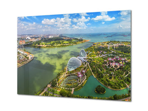 Glass Picture Toughened Wall Art  - Wall Art Glass Print Picture SART02 Cities Series: Bird's eye view of Singapore City
