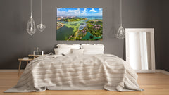 Glass Picture Toughened Wall Art  - Wall Art Glass Print Picture SART02 Cities Series: Bird's eye view of Singapore City