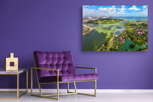 Glass Picture Toughened Wall Art  - Wall Art Glass Print Picture SART02 Cities Series: Bird's eye view of Singapore City