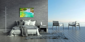 Modern Glass Picture - Contemporary Wall Art SART01 Nature Series: Waterfall in Laos