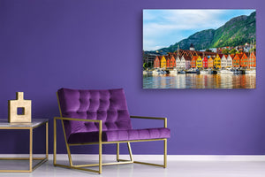 Glass Picture Toughened Wall Art  - Wall Art Glass Print Picture SART02 Cities Series: Historical buildings in Bergen, Norway