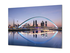 Glass Picture Toughened Wall Art  - Wall Art Glass Print Picture SART02 Cities Series: Colorful bridge in Dubai