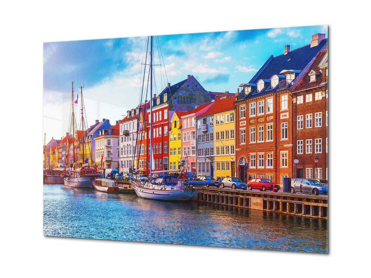 Glass Picture Toughened Wall Art  - Wall Art Glass Print Picture SART02 Cities Series: Old Town of Copenhagen