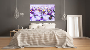 Modern Glass Picture - Contemporary Wall Art SART04 Flowers and leaves Series: Spring field of white fresh daisies