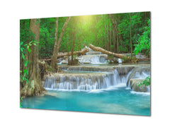 Cuadro de vidrio moderno - Arte mural contemporáneo SART01 Serie Naturaleza: Cascada en Tailandia 3