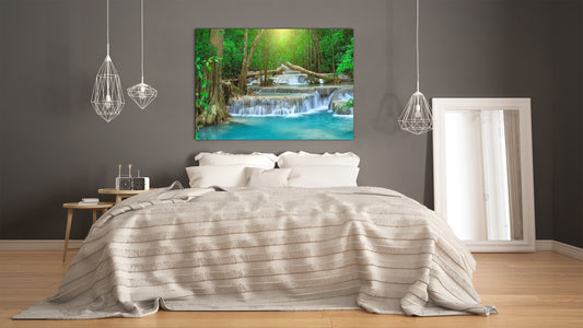 Modern Glass Picture - Contemporary Wall Art SART01 Nature Series: Waterfall in Thailand 3
