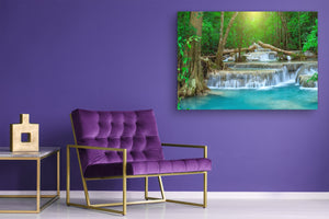 Modern Glass Picture - Contemporary Wall Art SART01 Nature Series: Waterfall in Thailand 3