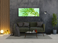 Glass Print Wall Art – Image on Glass 125 x 50 cm (? 50” x 20”) ; Leaves 3