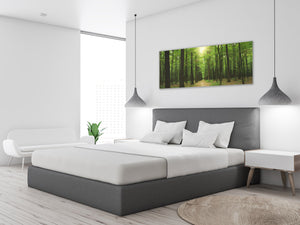 Glass Print Wall Art – Image on Glass 125 x 50 cm (≈ 50” x 20”) ; Forest 7