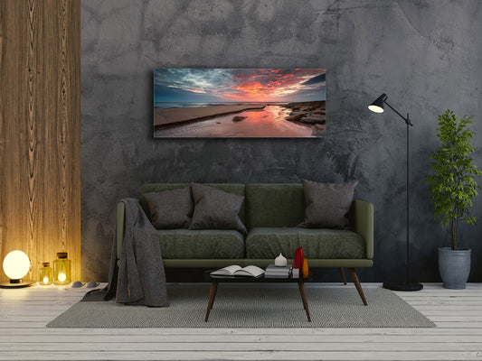 Wall Picture behind Tempered Glass 125 x 50 cm (? 50” x 20”) ; Beach 3