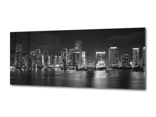 Beautiful Quality Glass Print Picture – Available in 5 different sizes – Cities Series 04: Miami skyscrapers at night