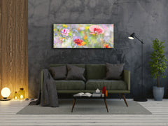 Glass Print Wall Art – Image on Glass 125 x 50 cm (? 50” x 20”) ; Flowers 15