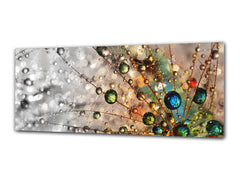 Arte mural con impresión en vidrio: imagen sobre vidrio de 125 x 50 cm (≈ 50” x 20”); 2 gotas de agua