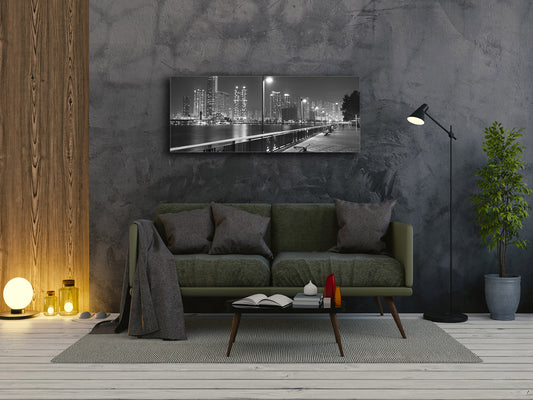 Glass Print Wall Art – Image on Glass 125 x 50 cm (? 50” x 20”) ; City by night 5