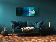 Glass Wall Art  - Available in 5 different sizes – Flowers and leaves Series 03: Leaf on mirror surface