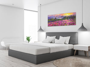 Wall Art Glass Print Canvas Picture – Available in 5 different sizes – Miscellanous Series 05: Oil painting of wildflowers