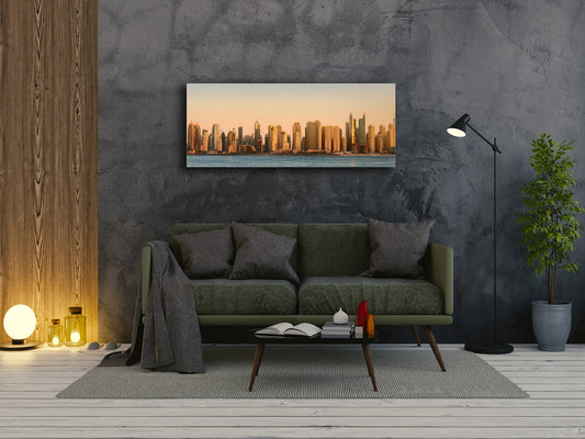 Glasdruck-Wandkunst – Bild auf Glas 125 x 50 cm (≈ 50” x 20”); Stadt 8