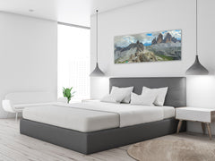 Arte mural con impresión en vidrio: imagen sobre vidrio de 125 x 50 cm (≈ 50” x 20”); Montañas 8