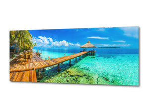 Glass Print Wall Art – Available in 5 different sizes – Nature Series 01A: Panoramic landscape of Maldives