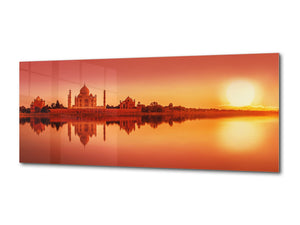 Glass Picture Wall Art  – Available in 5 different sizes – Nature Series 01D: Sunset over Taj Mahal