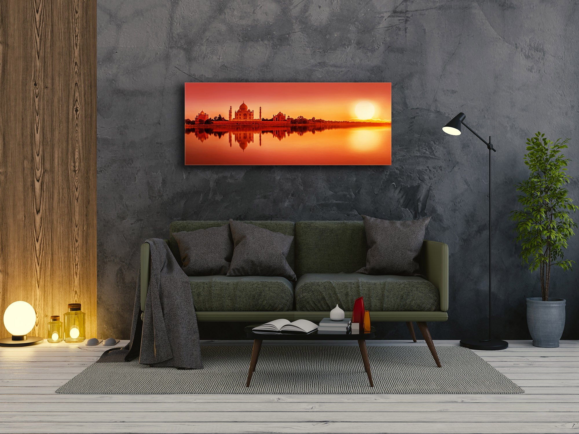 Glass Picture Wall Art  – Available in 5 different sizes – Nature Series 01D: Sunset over Taj Mahal