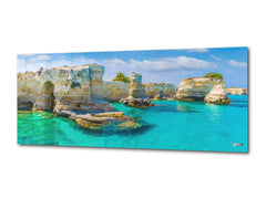 Modern Glass Picture 125x50 cm (49.21” x 19.69”) – Nature Series 01A: Italian cliffs