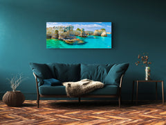 Modern Glass Picture 125x50 cm (49.21” x 19.69”) – Nature Series 01A: Italian cliffs