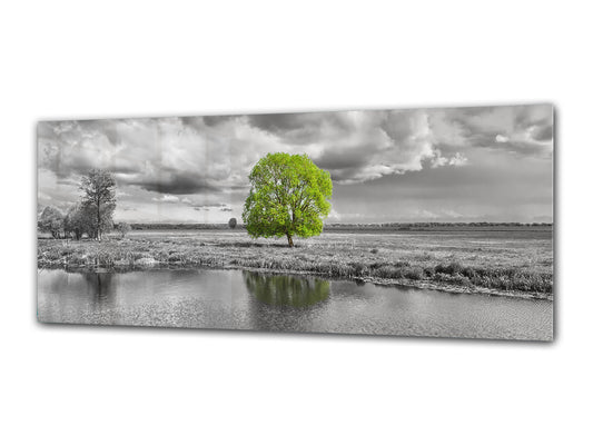 Wall Picture behind Tempered Glass 125 x 50 cm (? 50” x 20”) ; Tree 1