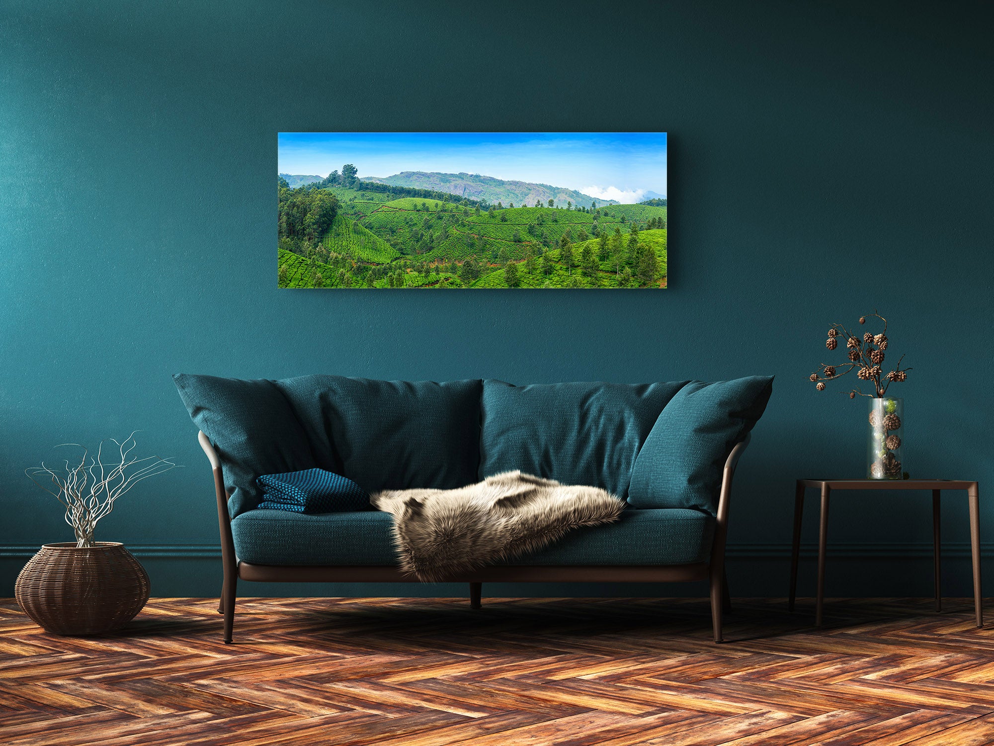 Glass Print Wall Art – Available in 5 different sizes – Nature Series 01A: Tea plantations in India