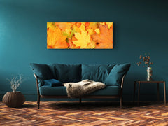 Wall Art Glass Print Picture 125 x 50 cm (? 50” x 20”) ; Leaves 4