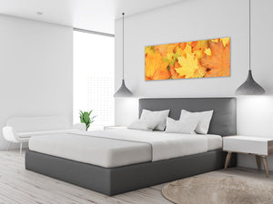 Wall Art Glass Print Picture 125 x 50 cm (≈ 50” x 20”) ; Leaves 4