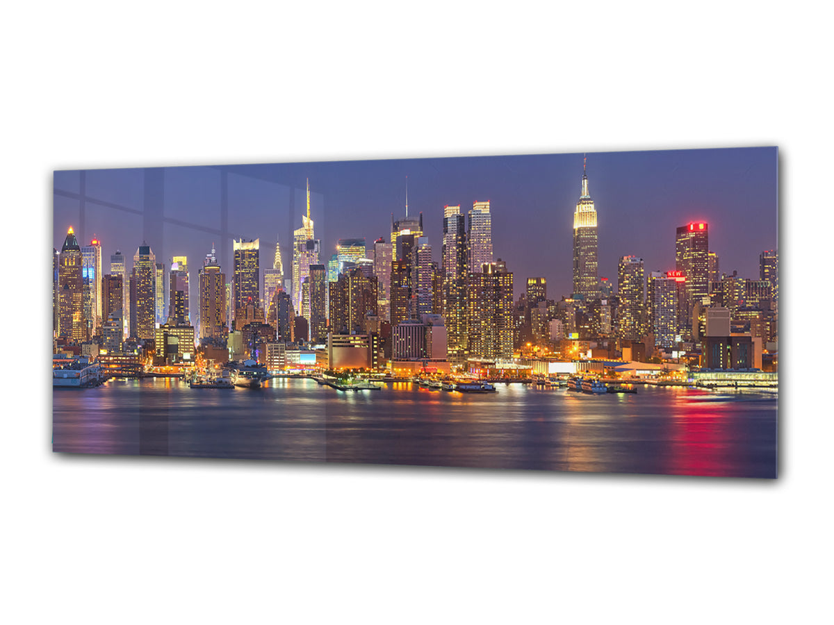Wall Art Glass Print Picture 125 x 50 cm (? 50” x 20”) ; City by night 16