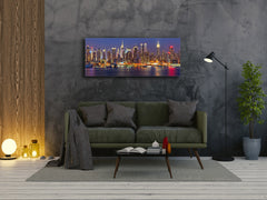 Wall Art Glass Print Picture 125 x 50 cm (? 50” x 20”) ; City by night 16