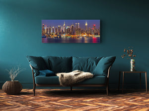 Wall Art Glass Print Picture 125 x 50 cm (≈ 50” x 20”) ; City by night 16