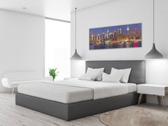 Wall Art Glass Print Picture 125 x 50 cm (? 50” x 20”) ; City by night 16