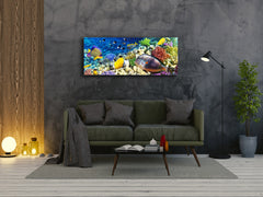 Arte mural con impresión en vidrio: imagen sobre vidrio de 125 x 50 cm (≈ 50” x 20”); Mar 4