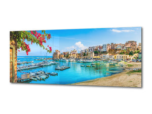 Beautiful Quality Glass Print Picture – Available in 5 different sizes – Cities Series 04: Coastal village of Sicily