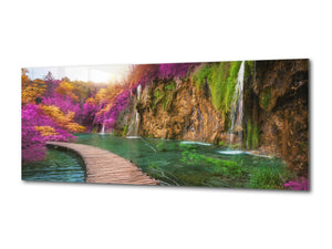 Graphic Art Print on Glass – Available in 5 different sizes – Nature Series 01B: Plitvice Lakes in Croatia