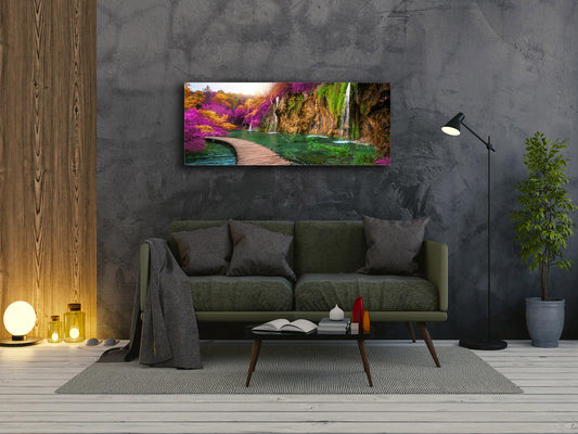 Graphic Art Print on Glass – Available in 5 different sizes – Nature Series 01B: Plitvice Lakes in Croatia